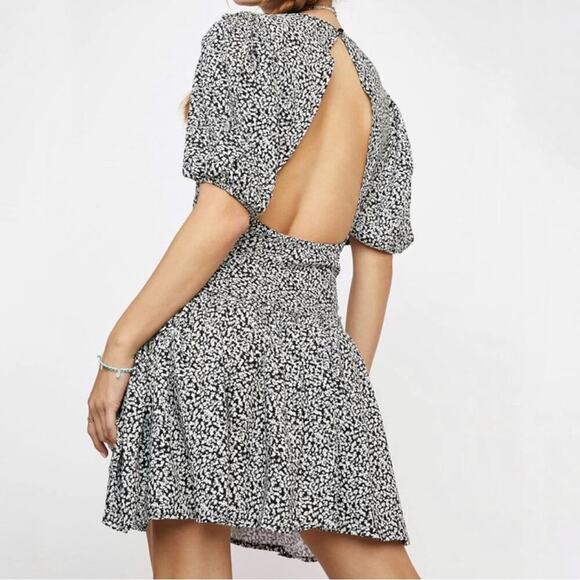 Free People Dancing in the Dark dress size small open back black and white - Picture 1 of 8